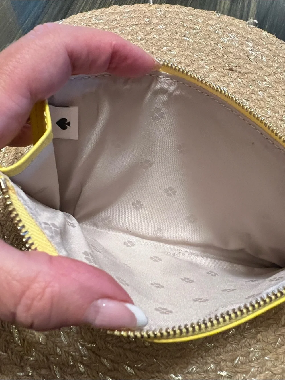 kate spade Large Yellow Pebbled Leather Wristlet Tote NWOT